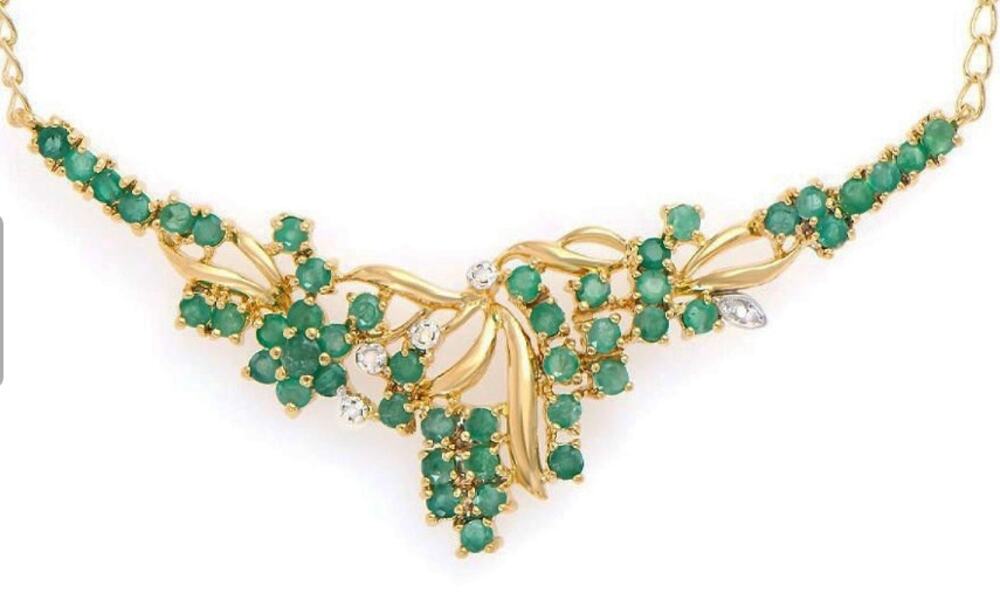 2.60 Ctw Natural Emerald & Diamond Designer 18KGP Necklace MSRP $2,885!